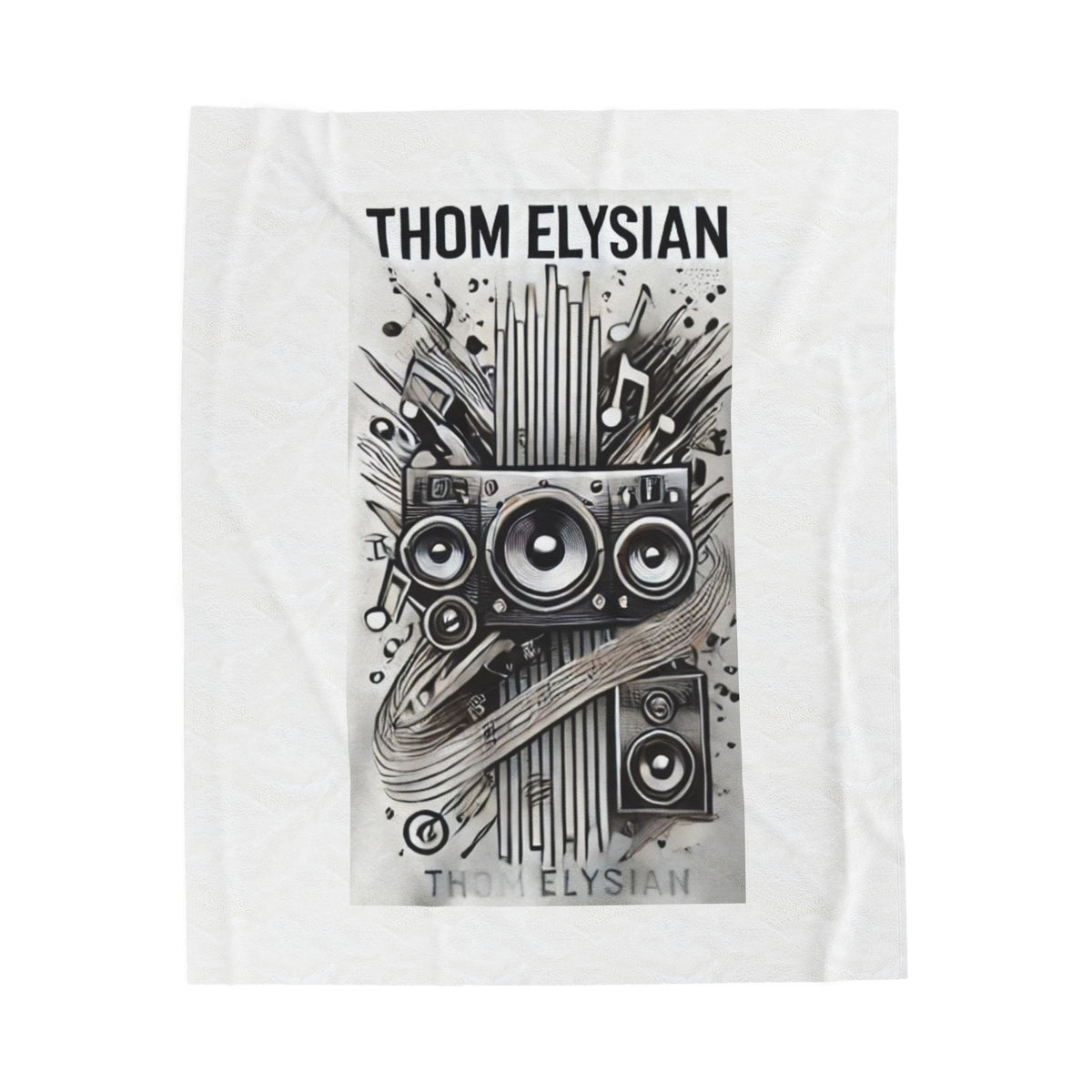 Thom Elysian Kuscheldecke – Samt-Plüsch mit Musik-Motiv